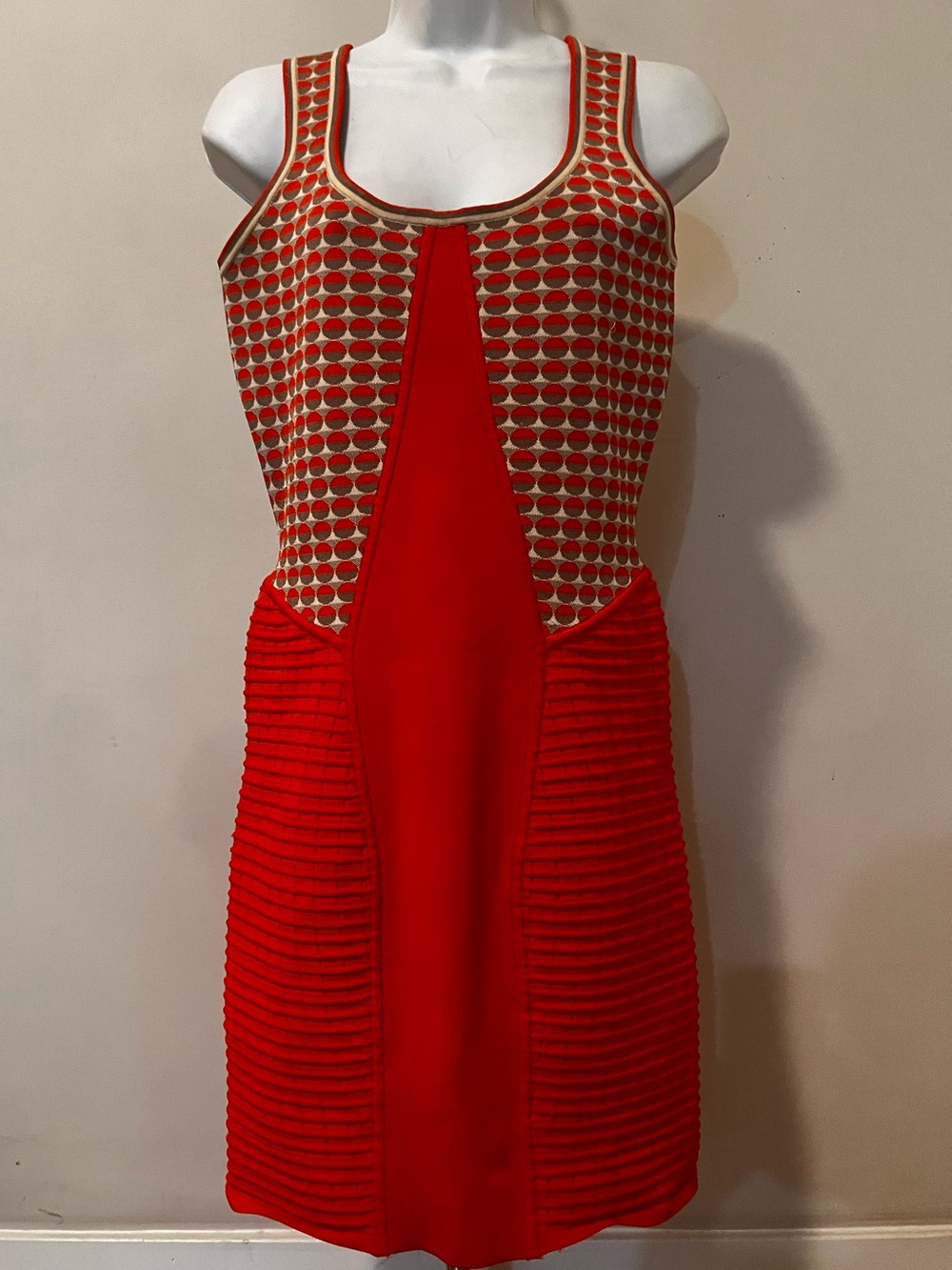 Z Spoke by Zac Posen Red Combo Knit Sleeveless Bodycon Dress S - Picture 13 of 15